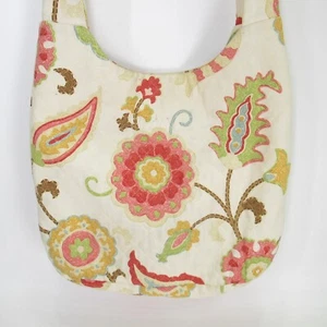 Fresh Spring Crossbody Handbag Large Floral Quilted Cotton Hobo Purse Bag Lined - Foto 1 di 18