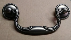 Knocker Bail Pull Cabinet FURNITURE Hardware Drawer 3-1/2" C-C Vintage Silver - Picture 1 of 4