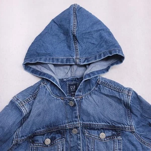 Gap Casual Long Sleeve Button Up Denim Hoodie Youth Girls Size XL Blue - Picture 1 of 9