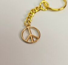 Gold Color Peace Sign - Charm Keychain / Pendant Key Chain