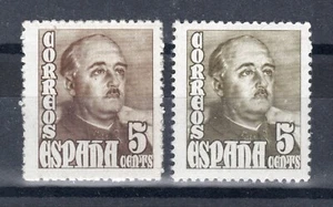 ESPAÑA 1948 EDIFIL 1020 Y 1020a GENERAL FRANCO DOS EJEMPLARES VARIANTE COLOR - Imagen 1 de 1