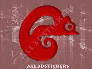 3D Sticker Decal Resin Domed Chameleon Adhesive Decal  Maroon - Picture 1 of 1