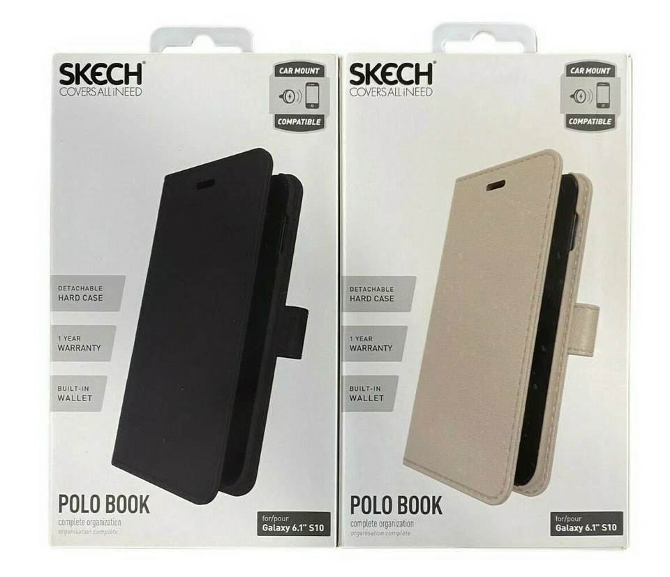 Skech Polo Libro Billetera Tarjeta de Crédito Cubierta Desmontable Estuche para Galaxy S10 - Negro Foto 1 de 1