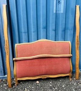 BEAUTIFUL 20th CENTURY FRENCH LARGE DOUBLE SIZE FABRIC BED FRAME - Picture 1 of 5
