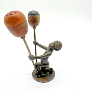 Richard Rohac Bronze Figurine African Bakelite Salt Pepper Vintage 50s Austria - Picture 1 of 12