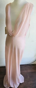 Vestido rosa de colección escote en picado con cuentas trasero dólar ropa de noche graduación formal - Imagen 1 de 11