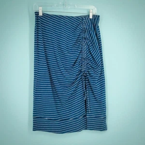 Pilcro Anthropologie Size 12 Petite Striped Knit Midi Drawstring Cotton Skirt - Picture 1 of 8