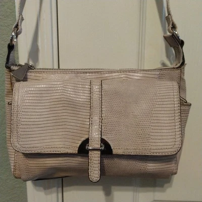 Liz Claiborne Women's Cream Faux Alligator Leather Purse Crossbody Shoulder Bag - Image 1 of 4
