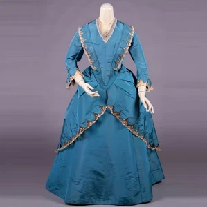 1860s Aristocratic Day Dress Victorian Edwardian Walking Costume Historical - Picture 1 of 10