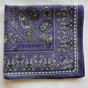 VTG Men Handkerchief Blue Purple Cotton Paisley Floral Pattern Pocket Square 17" - Picture 1 of 3