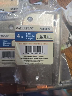 Gatehouse - Bisagra de níquel satinado de 4" - Radio de 5/8 pulgadas S841-520 Foto 1 de 3