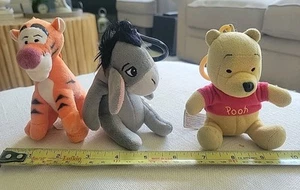 Lot Of 3 Winnie the Pooh Characters Keychain Backpack Fobs Plush - Picture 1 of 13