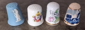 Vintage Thimble Lot Of 7 Sewing Thimbles Wedgwood Delft Enamle Cloisonne ++ - Picture 1 of 7