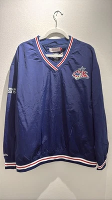 Mitchell & Ness Columbus Blue Jackets NHL Pullover Windbreaker Jacket Mens L - Image 1 of 4