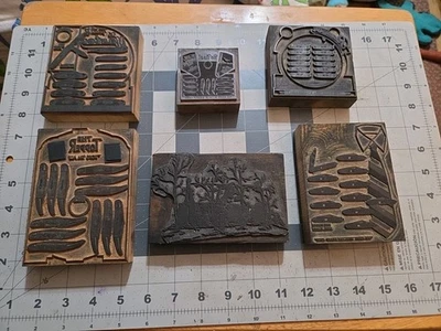 6 bloques de impresión de prensa de letras de cuchillo colonial vintage TOPPER, MASTER, CORBATA. BE NEAT  Foto 1 de 4