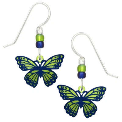 Pendientes perforados Sienna Sky Fantasy verde mariposa y azul hechos en Colorado Foto 1 de 4