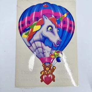 Vintage 1980s Lisa Frank Jumbo Unicorn Hot Air Balloon Sticker Unpeeled 9.5” - Picture 1 of 5