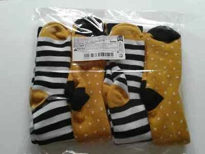 4 Pairs Thick Long Boot Socks. Yellow/Black/White. Girls/Womens - Picture 1 of 6
