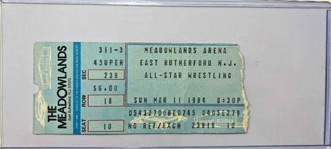 WWF Hulk Hogan vs David Schultz wrestling ticket stub Mar 1984 Andre the Giant Cover