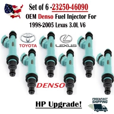 OEM  HP Upgrade  x6 DENSO Fuel Injectors For Toyota & Lexus 3.0L V6 #23250-46090 - Image 1 of 4