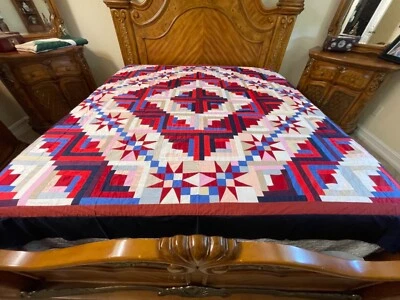 Venta de vacaciones Edredón de retazos de cabaña de troncos tamaño Queen #J-97 Foto 1 de 2