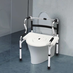 6-in-1 Shower Chair Adjustable Bedside Commode Chair Toilet Seat Non-Slip 220lbs - Picture 1 of 20