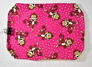 VINTAGE DOUBLE SIDED MONKEY'S WITH PINK POLKA- DOTS LINED PLACEMATS - Picture 1 of 4