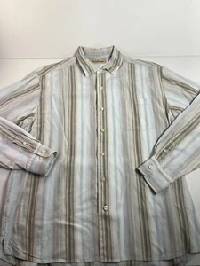 Tommy Bahama Mens XL Long Sleeve Striped Button Down 100% Tencel Blue/Beige EUC! - Picture 1 of 12