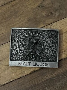 Vintage Schlitz Malz Schnaps Bull Gürtel mit Flaschenöffner Gürtelschnalle - Bild 1 von 5