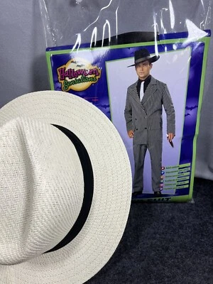 Men's Pin Striped Gangster Suit Costume Zoot Suit  w/Fedora Hat by Rubies Bundle - Image 1 of 4