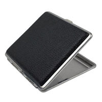 Stainless Steel Cigarette Case Cigar Tobacco Pocket PU Leather Pouch Holder Box