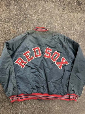 Chalk Line Vintage Boston Red Sox Satin Bomber Jacket Blue Red Mens XL 90s 80s - Image 1 of 4