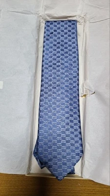 Louis Vuitton 领带 蓝色 全尺寸 小图案 LV 100% 真丝 带盒 — 第 1/4 张图片