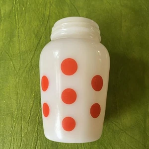 VTG Anchor Hocking Fire King Red Polka Dot Pattern  Shaker Milk  Glass No Lid - Picture 1 of 4