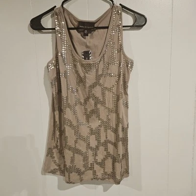 Camiseta sin mangas Dana Buchman tostada lentejuelas XS nueva con etiquetas Foto 1 de 4