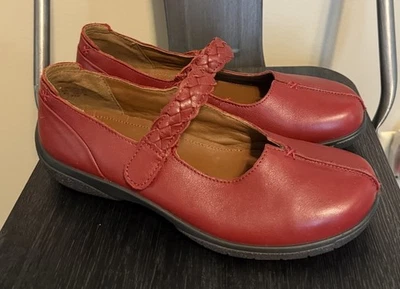 Hotter 女式红色皮革 Mary Jane 舒适鞋 8.5 码 | Ortholite — 第 1/4 张图片