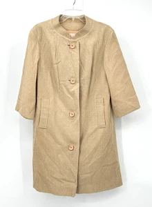 Abrigo gabardina vintage años 90 PENDLETON manga 3/4 100% lana bolsillos beige tostado GRANDE - Imagen 1 de 6