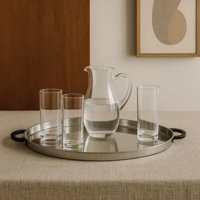 Bandeja de servicio ovalada grande de acero inoxidable BODUM de los años 70 MCM vintage #1110253 Foto 1 de 4