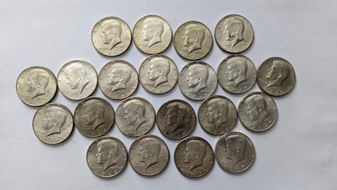 Lot of 21 40% Silver JFK Kennedy Half Dollar U.S. Coin Roll Circulated 1965-1969 Cover