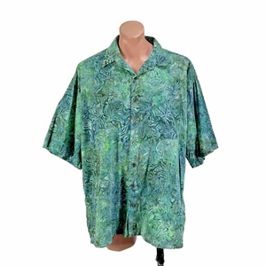 CAMISA DE CAMPAMENTO JOHARI WEST PARA HOMBRE XXXL AZTECA FLORAL TIE DYE MANGA CORTA VERDE LOTO - Imagen 1 de 8
