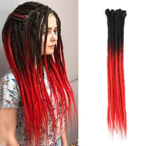 5PCS 24" Handmade Dreadlocks Hair Extensions Ombre Red Dreads Locs Hip Hop Hair - Picture 1 of 9