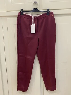Ted Baker Cropped Trousers Zip Sides  Burgundy Maroon Sz 12 -3 New - Image 1 of 4