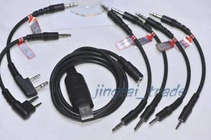 Cable de programación USB 6 en 1 para MOTOROLA ICOM KENWOOD YAESU PUXING WOUXUN HYT - Imagen 1 de 3