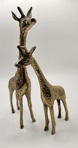 Carved Brass Giraffes Unsigned Figurals Figurines Statuettes - Picture 1 of 10