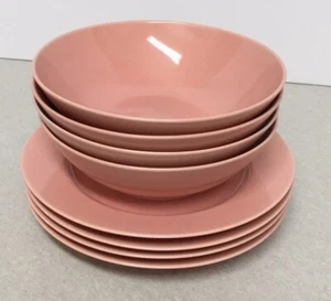 Fitz & Floyd Coral Peach Cereal Bowls & Dessert Plates Set Of 4 Each - Picture 1 of 6
