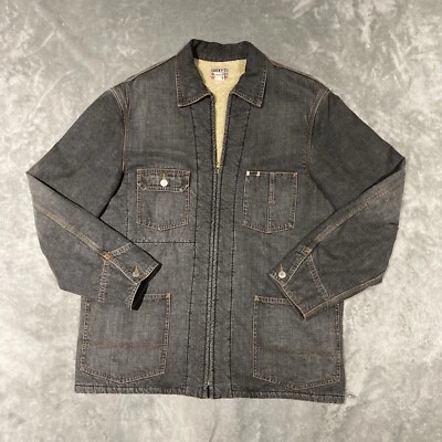 Chaqueta peto Lucky Brand para hombre azul medio forrada de sherpa jean denim cremallera completa Foto 1 de 4