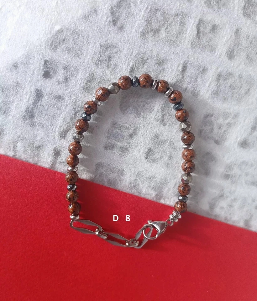 Recién Llegados - Hombre Oro Arenas Jaspe Piedra con Plata Acero Inoxidable Pulsera Foto 1 de 4