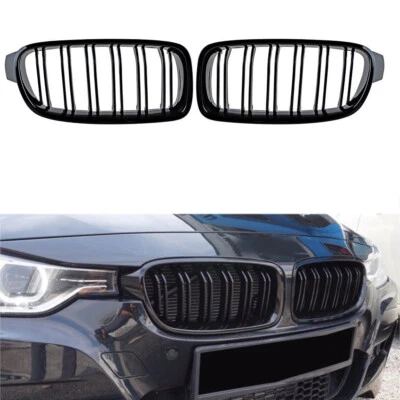 Parrillas delanteras negras brillantes para BMW Serie 3 F30 328i 335i 2012-2018 Foto 1 de 4