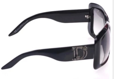 CHRISTIAN DIOR Couture 1 584LF Black Square Sunglasses  Black Flower Rhinestones - Image 1 of 2