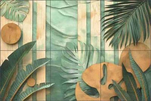 Jungle Plants Tile Backsplash Steve Hunziker Tropical Art Wandbild OB-SH1879 - Bild 1 von 6